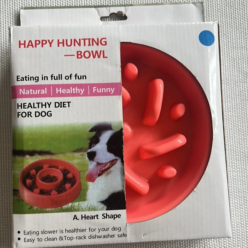 Slow Feeder Dog Bowls,Non Slip Puzzle Bowl Durable Preventing Choking (Pink)